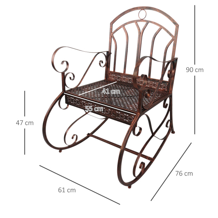 Gyngestol havestol, vintage design, 61 cm x 79 cm x 90 cm, brun + sort