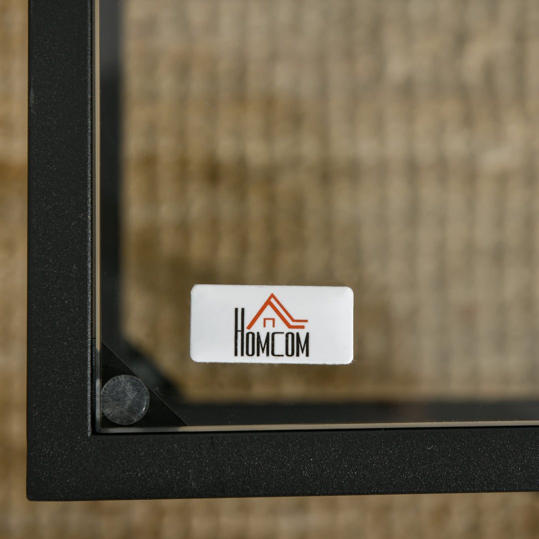 Sofabord med hylde, justerbare fødder, stålstel, glasplade, 100 x 55 x 45,5 cm, hvid