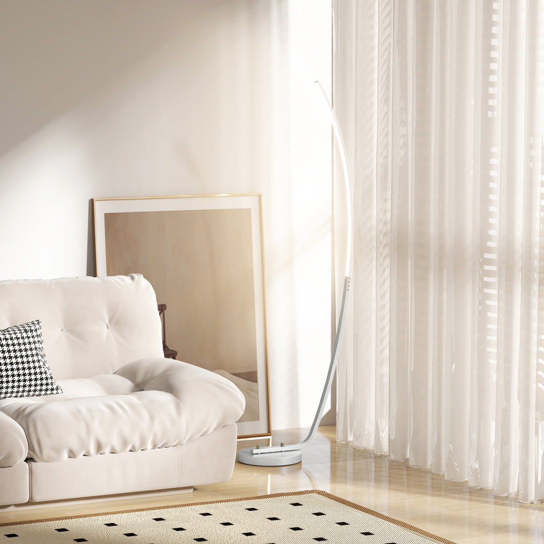 Led-entrelampe med justerbar lysstyrke, moderne gulvlampe med fodkontakt til soveværelse, stue, sølv