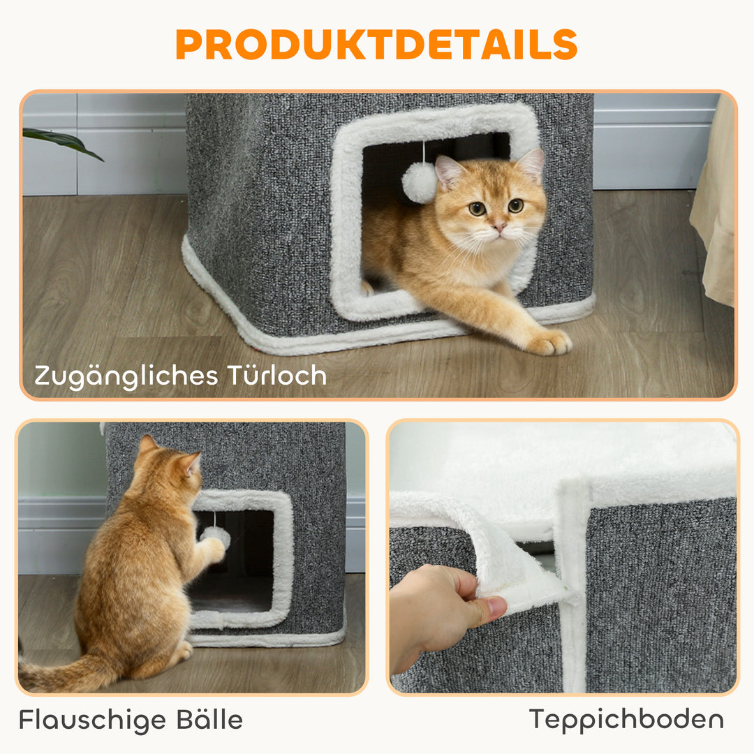 Kradsetønde, 100 cm høj, 41 x 41 cm, fire niveauer, til 1-2 katte, grå