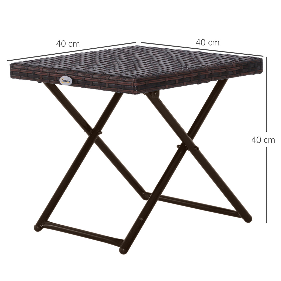 Foldbart sidebord i polyrattan – 40x40x40 cm, brun