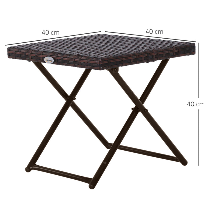 Foldbart sidebord i polyrattan – 40x40x40 cm, brun