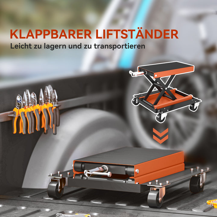 Motorcykeldonkraft 500 kg lastkapacitet motorcykelløft 135-390 mm højdejusterbar stål orange