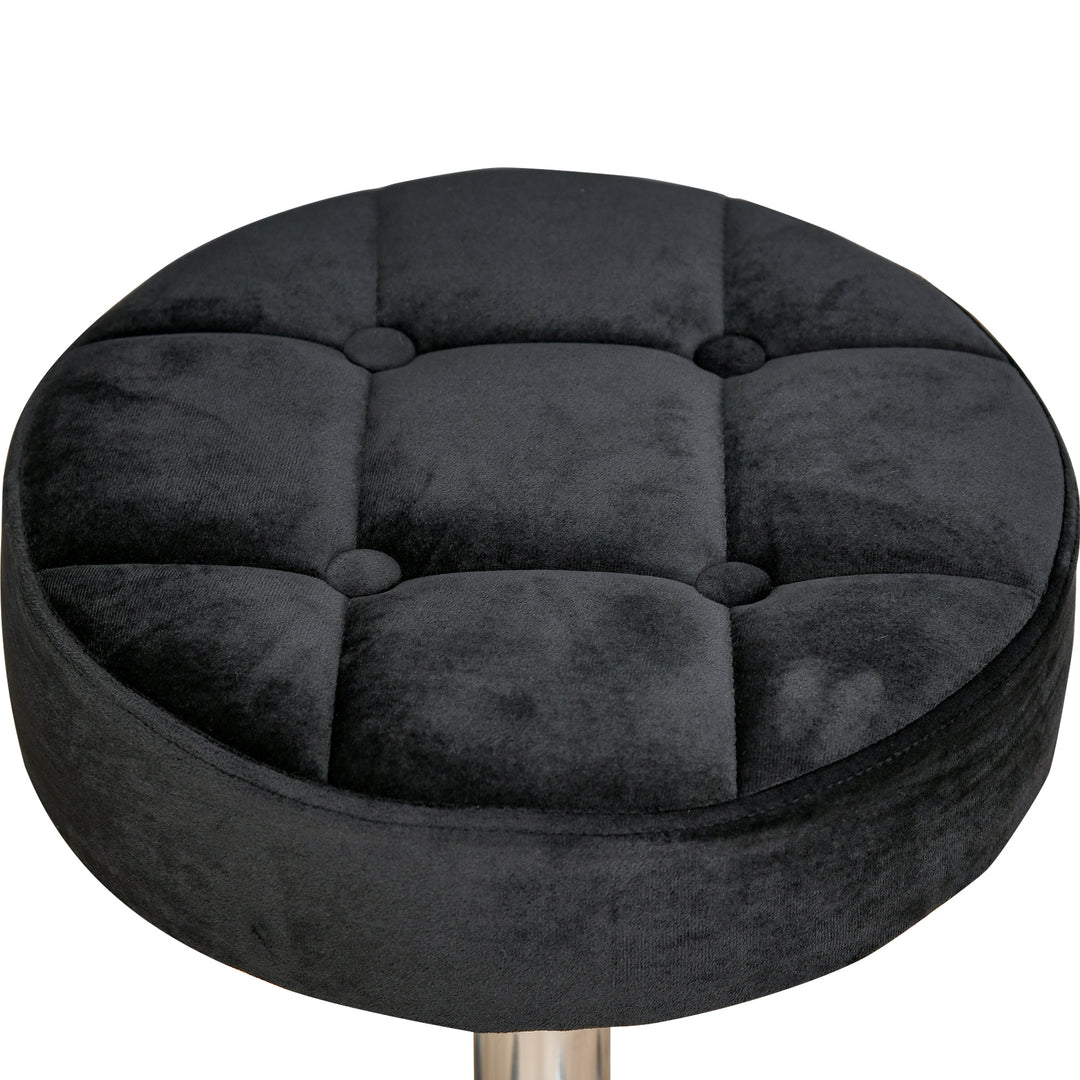 Salonskammel, højdejusterbar, fløjlsbetræk, 35 x 49-61 cm, sort