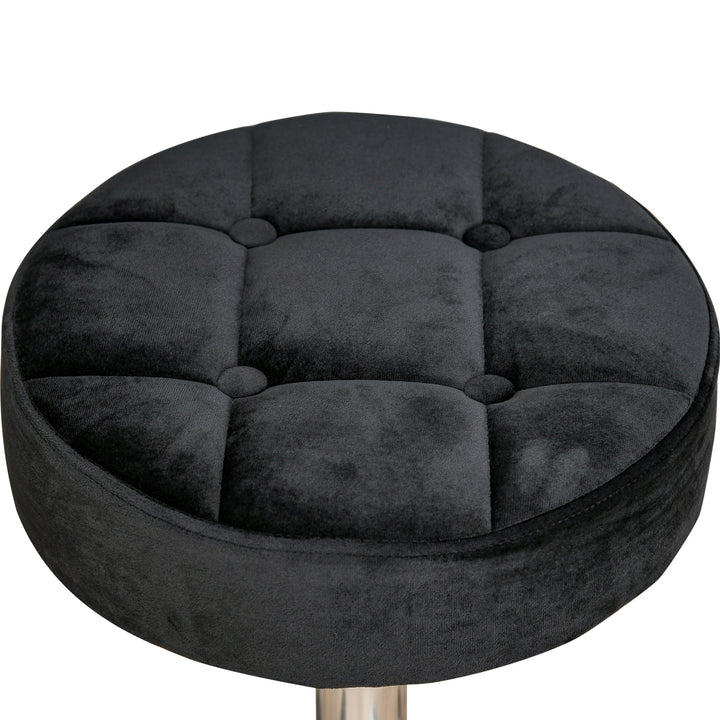 Salonskammel, højdejusterbar, fløjlsbetræk, 35 x 49-61 cm, sort