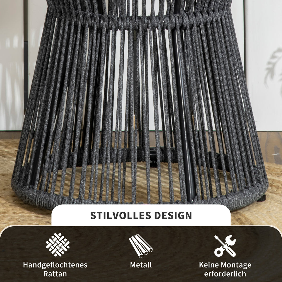 Havebord i bohemestil, vejrbestandigt, PE-rattan, 39 cm x 39 cm x 49 cm, sort + natur