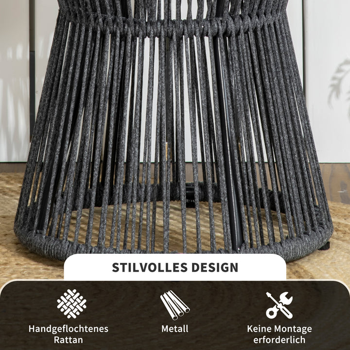 Havebord i bohemestil, vejrbestandigt, PE-rattan, 39 cm x 39 cm x 49 cm, sort + natur