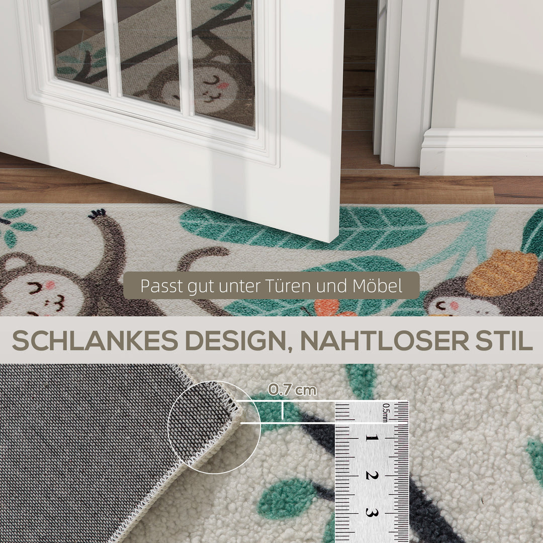 Fleece-tæppe med junglemønster, let at vedligeholde, cremehvid + flerfarvet