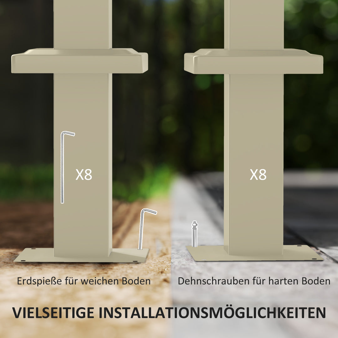 3 x 3 m havepergola med udtrækkeligt tag, pavillon, skyggemarkise, UPF30+, khaki