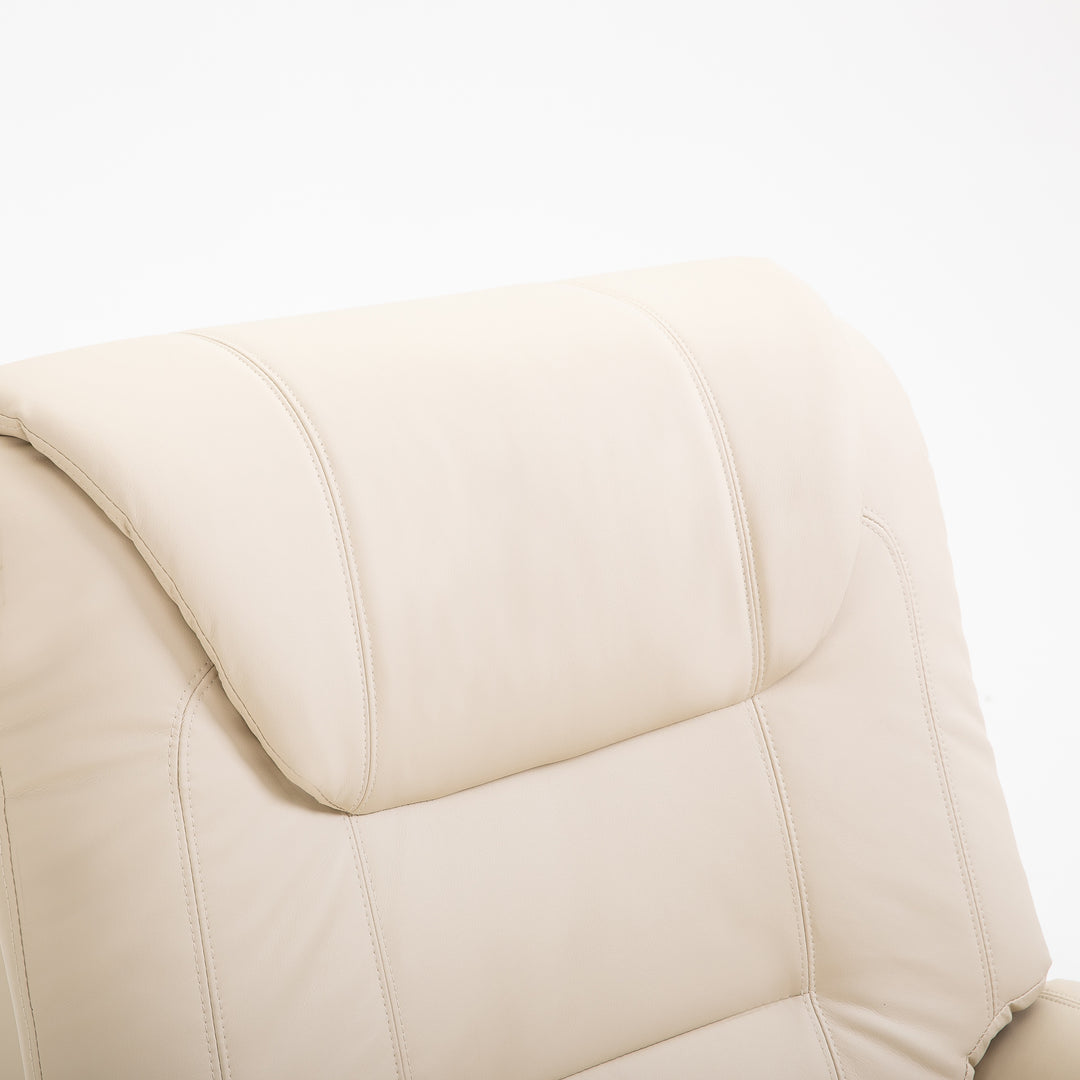 Massagestol med ståstøtte, 8 vibrationspunkter, varmefunktion, fodstøtte, cremefarvet