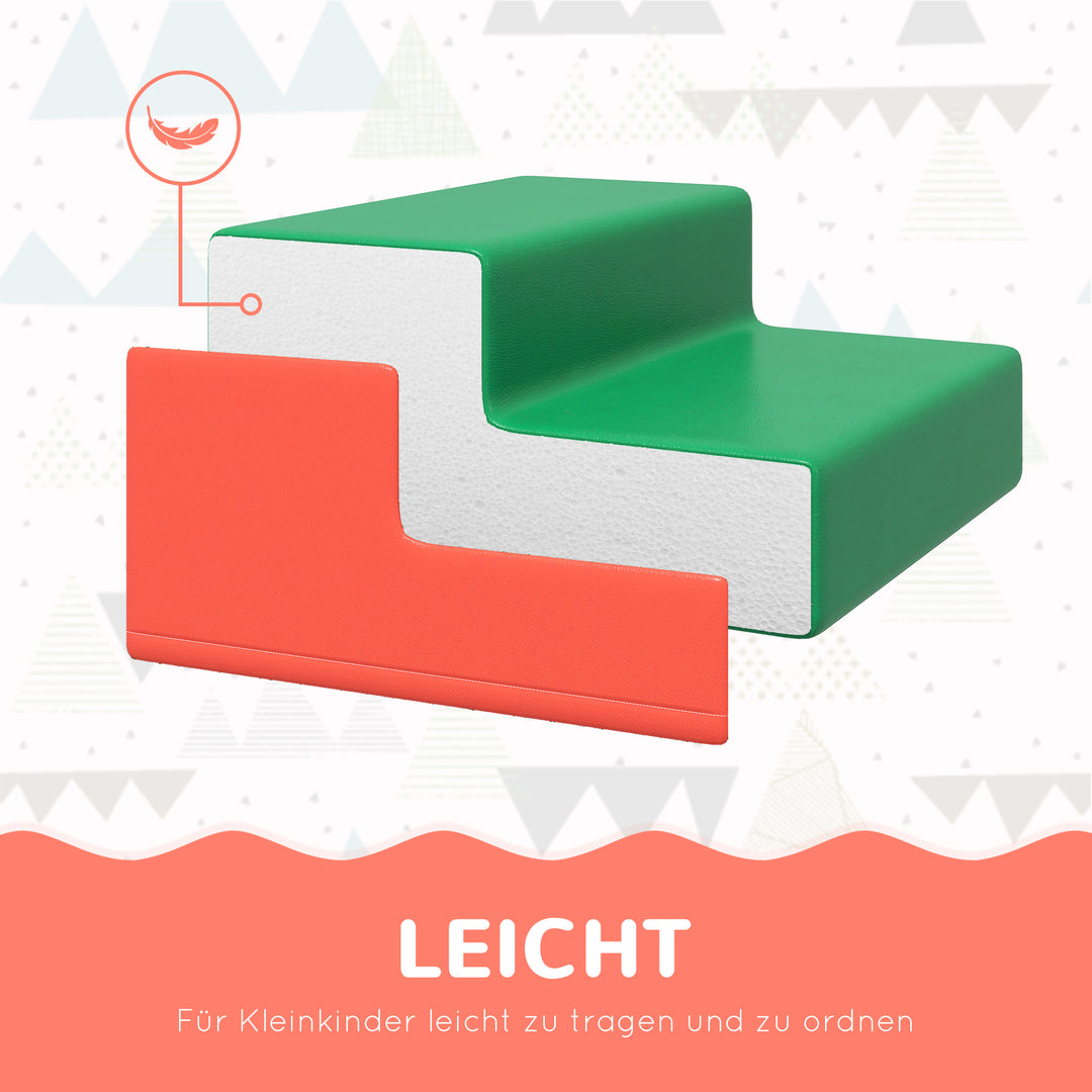 4-Delt blødt byggeklodssæt til klatring og rutsjebane, betræk af kunstlæder, til børn i alderen 1-3 år, flerfarvet