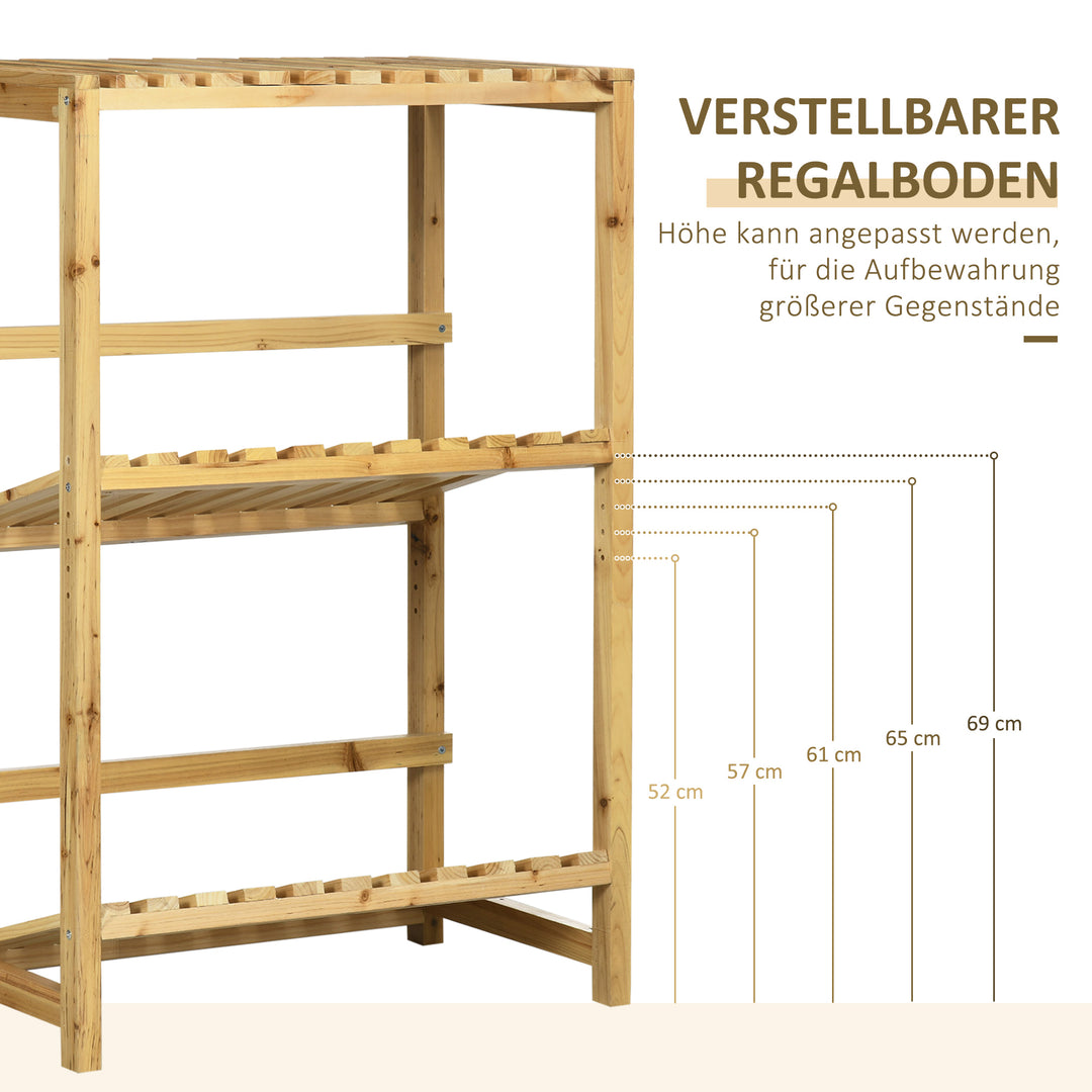 Hylde til drikkekasser, kassestativ til op til 4 kasser, naturtræ, 2 niveauer 74 x 45 x 111 cm