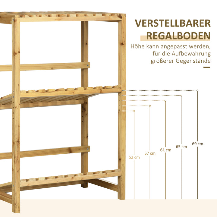 Hylde til drikkekasser, kassestativ til op til 4 kasser, naturtræ, 2 niveauer 74 x 45 x 111 cm