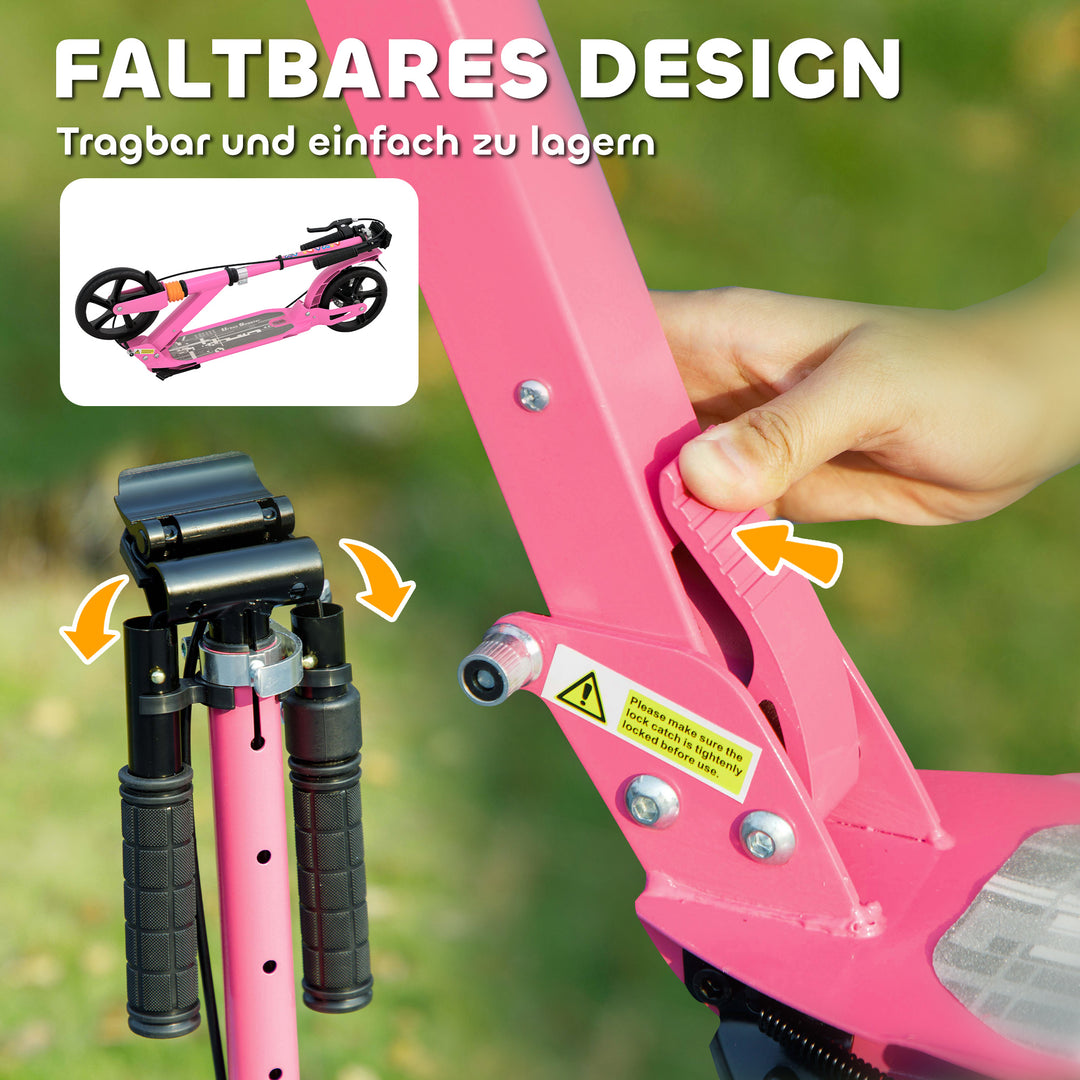Børneløbehjul med justerbart styr, foldbart, til børn i alderen 6-12 år, 94 x 36 x 88-103 cm, pink