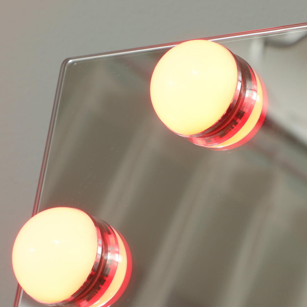 Helfigursspejl 150x40 cm RGB-LED stående spejl med 21 pærer, 7 lysfarver, touch-afbryder, hukommelsesfunktion
