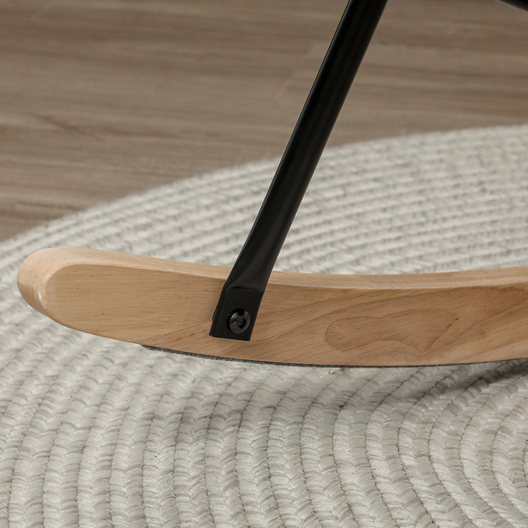 Gyngestol, tyk polstring, bred ryglæn, bøgetræ/stålstel, op til 120 kg, lysegrå