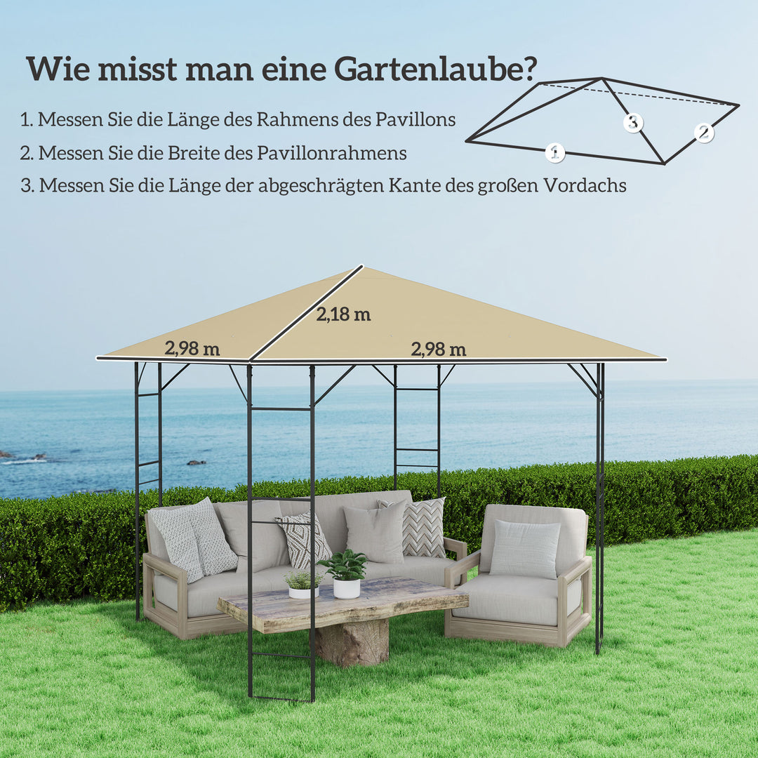Udskiftningstag til 3 x 3 m pavillon, vandafvisende, UPF30+, udskiftningsovertræk af Oxford-stof, 370 g/m², beige