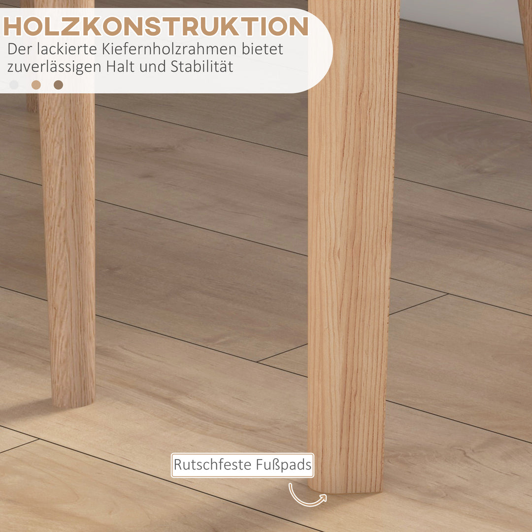 Spisebord, køkkenbord, rundt bord, skandinavisk design, 75 cm x 75 cm x 76 cm, hvid + natur