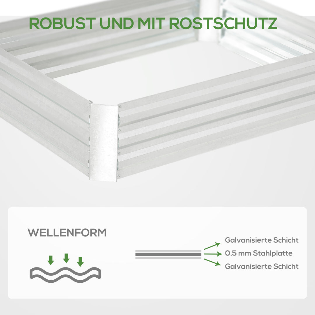 Højbed lavet af galvaniseret stål havebed plantekasse til haven blomsterpotte sølv 120 x 90 x 30 cm