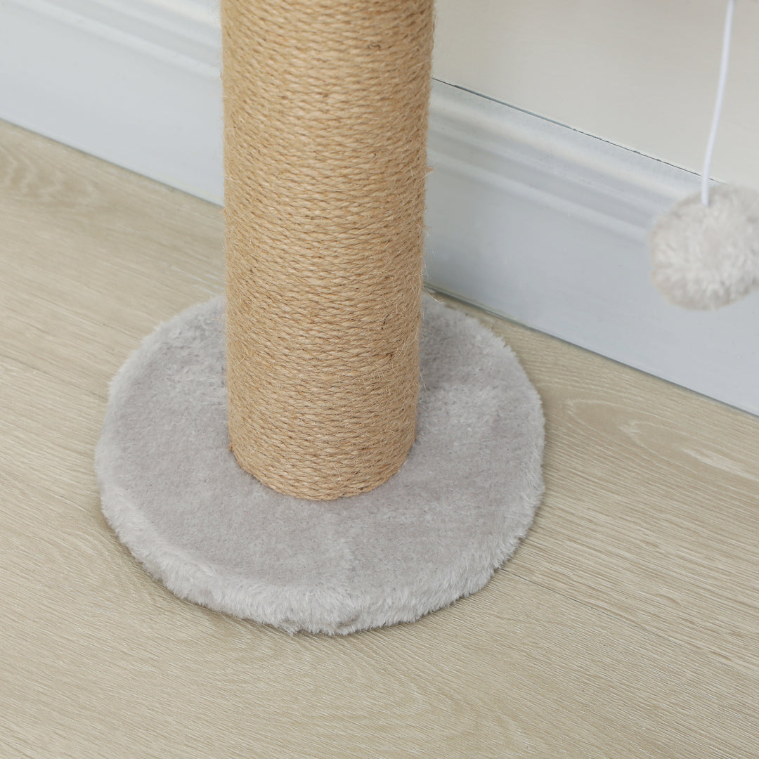 Kradsetræ til katte, 5-lags design, legetøj, sisalpæle, plysstof, lysegrå