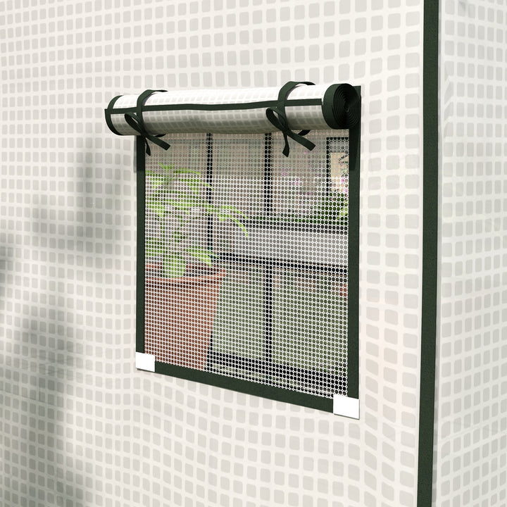 Drivhusfilm, reserveafdækning, vandtæt, rullevinduer og dør, 140 x 143 x 190 cm, hvid