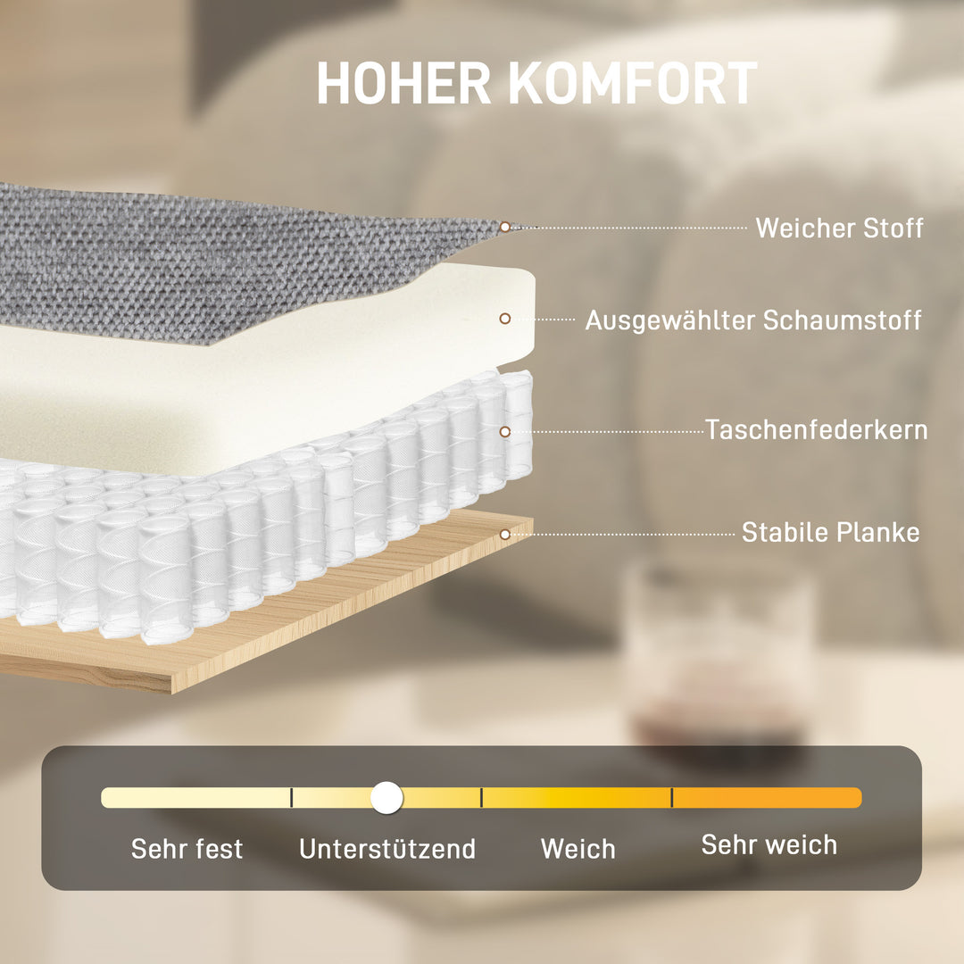 Drejelig accentstol, polstret læsestol med chenille, bredt sæde, fjerhynde og metalben, lysegrå