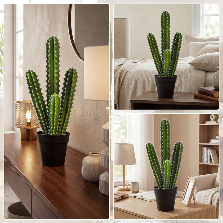 Kunstig kaktusplante, 53 cm, kunstige planter i potte til hjemmet, kontoret