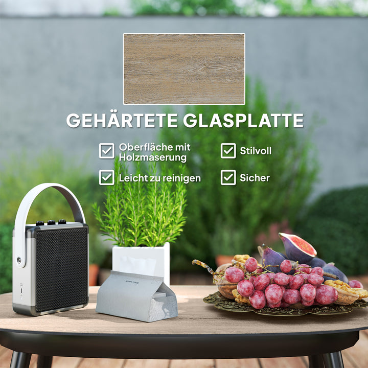 Havemøbelsæt af polyrattan loungesæt med 2-personers sofa, lænestol, glasbord, hynder til 4 personer, mørkegrå + gul