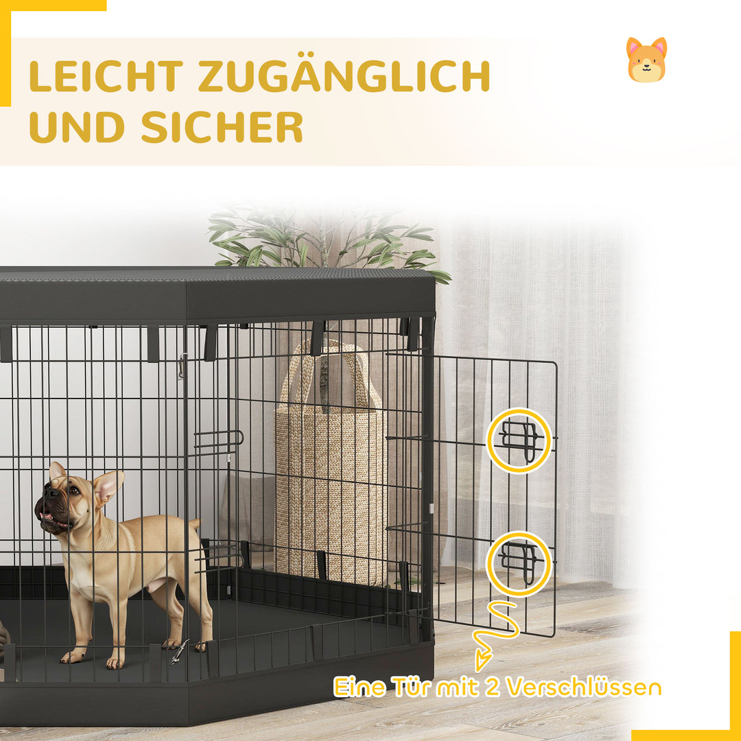 Hvalpegård, 76 cm høj/ca. 2,5 m², 8 paneler, bund, kombineret tagpresenning