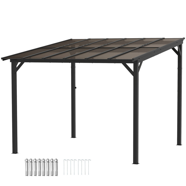 3 x 3 m metalpergola, havepergola med vandtæt tag, fritstående, vindtæt, UV-bestandig, mørkegrå