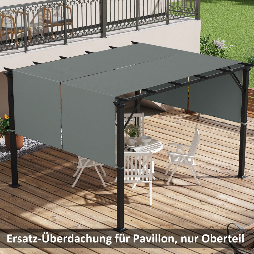 Udskiftningstag til pergola med UV-beskyttelse, solskærm til terrassetag til 3 x 3 m pavillon, mørkegrå