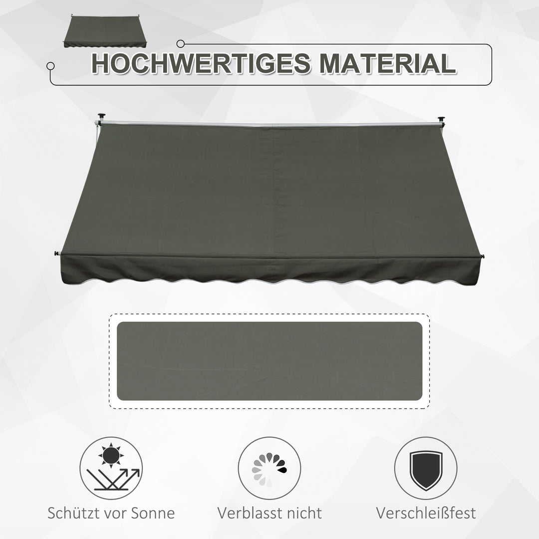 Klemmemarkise med håndsving, højdejusterbar, leddelt armmarkise, smudsafvisende, vejrbestandig, balkonmarkise 150 cm bred, terrassemarkise til terrasse, balkon, veranda, grå