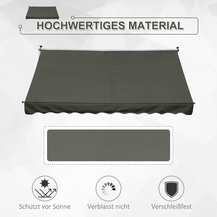 Klemmemarkise med håndsving, højdejusterbar, leddelt armmarkise, smudsafvisende, vejrbestandig, balkonmarkise 150 cm bred, terrassemarkise til terrasse, balkon, veranda, grå