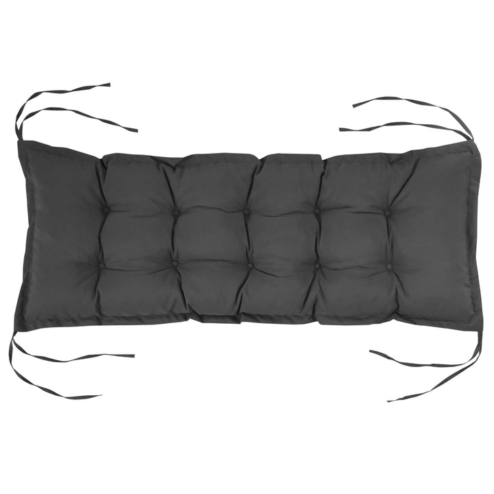 Sædehynde 100x40 cm, stolehynde med bånd, 10 cm tyk, polstret hynde, mørkegrå
