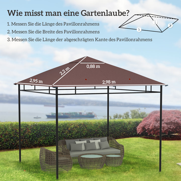 Udskiftningstag til havepavillon, polyester, 2,98 x 2,95 m, kaffe
