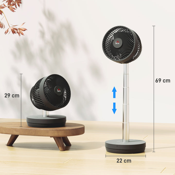 Ventilator, klimaanlæg med genopladeligt batteri, fjernbetjening, justerbar, sort