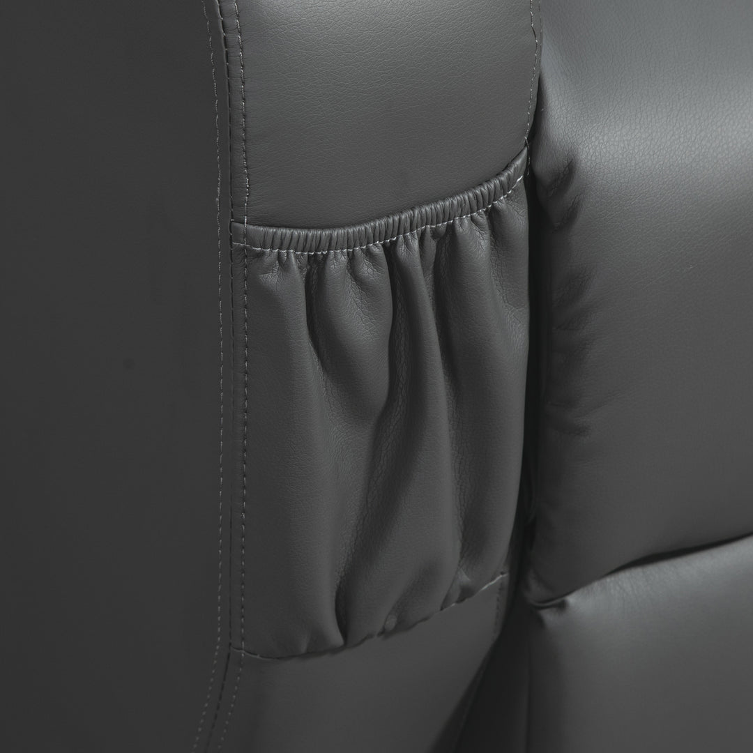 Massagestol, elektrisk justerbar, 8 vibrationspunkter, kopholder, kunstlæder, mørkegrå