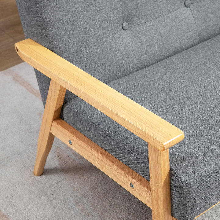 Tre-personers polstret sofa, gummitræ, 154,5 x 69,5 x 73 cm, grå