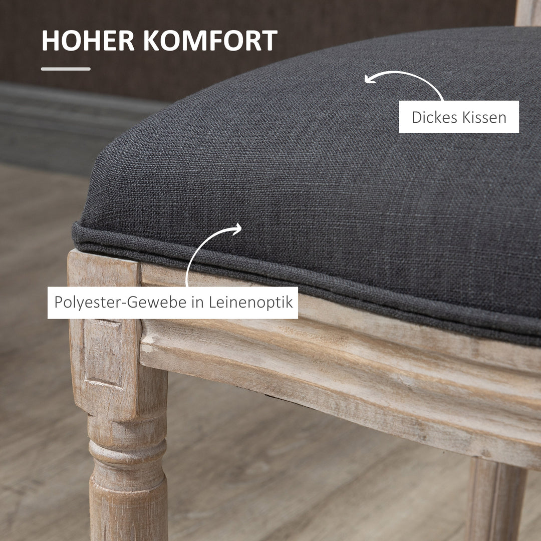 Køkkenstole i sæt med 2, blødt polstrede, vintage design, rattan look, grå