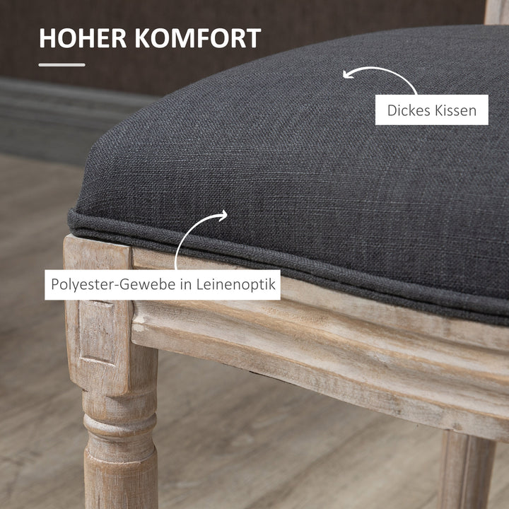 Køkkenstole i sæt med 2, blødt polstrede, vintage design, rattan look, grå