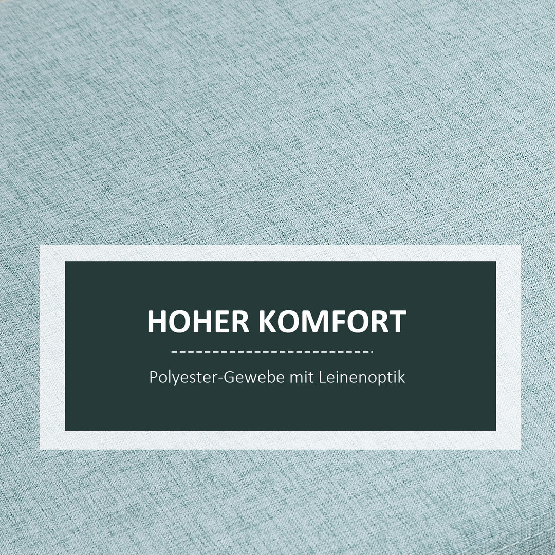 Bænk med opbevaringsplads, polstret bænk med linnedlook, kommode med træben, kommodebænk til stue, soveværelse, entre 110 x 39 x 45 cm, lysegrøn