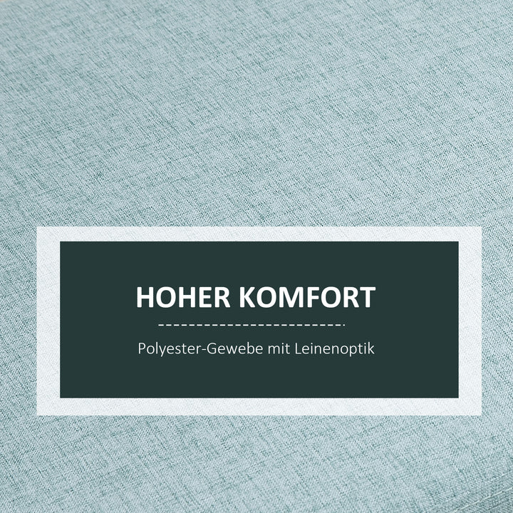 Bænk med opbevaringsplads, polstret bænk med linnedlook, kommode med træben, kommodebænk til stue, soveværelse, entre 110 x 39 x 45 cm, lysegrøn