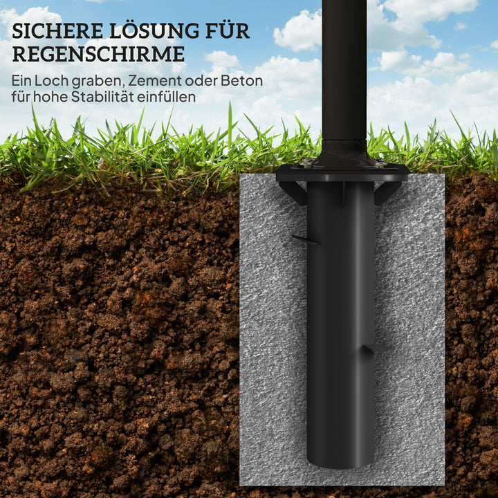 Paraplystativ, parasolfod, jordholder til parasoller, fast installation, metal, mørkegrå