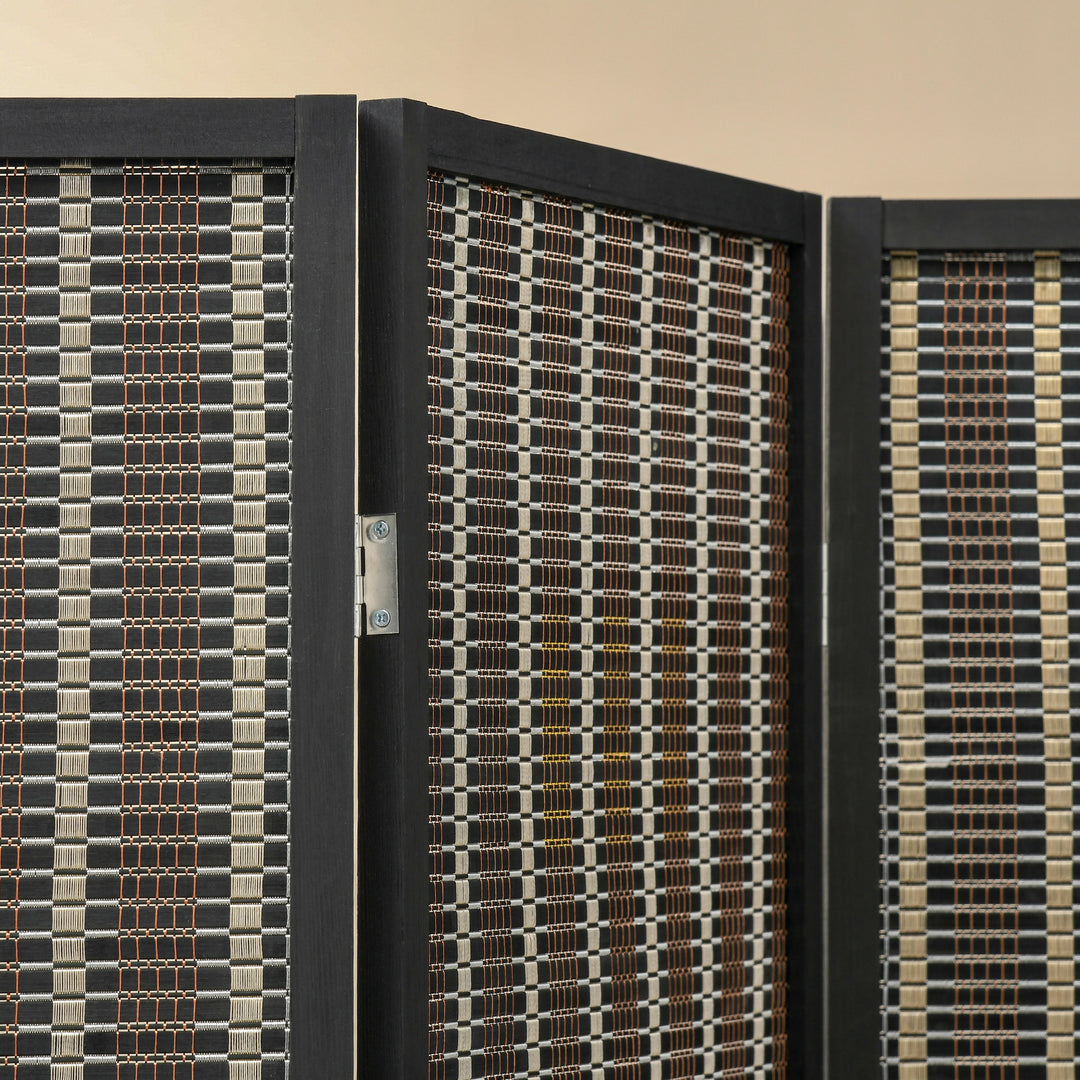 Foldbar rumdeler, fyrretræ/bambus, 180 x 180 cm, brun/sort