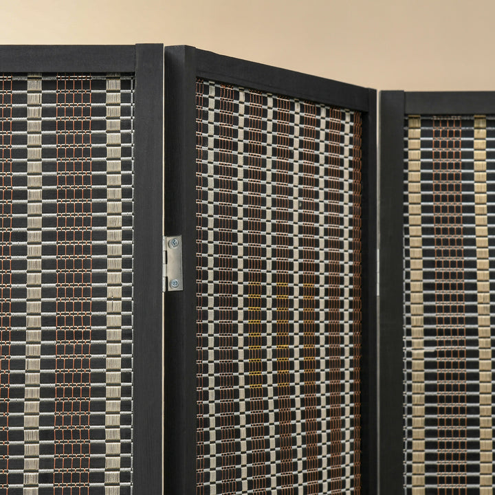 Foldbar rumdeler, fyrretræ/bambus, 180 x 180 cm, brun/sort