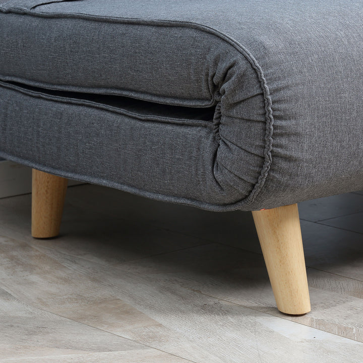 Enkelt sovesofa sovesofa foldsofa justerbar ryglæn liggestol nordisk skandinavisk 25d skum hushør imiteret grantræ grå 94 x 78 x 80 cm