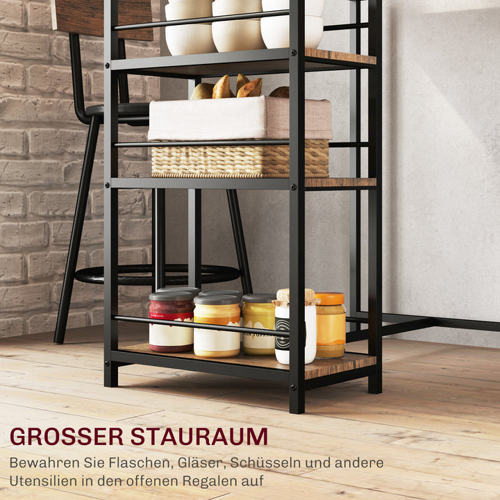 3-Delt spisebordssæt med barbord og 2 stole, lille køkkensæt med sidehylder, mdf, metal, sort