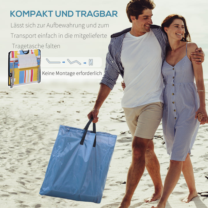 Sæt med 2 strandmåtter, justerbare, foldbare, 124L x 53B x 37-50H cm, flerfarvede
