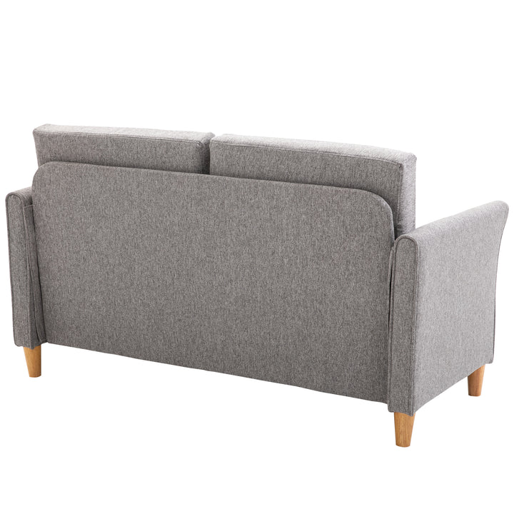 ® To-personers sofa | aftagelige hynder | hør, skum, gummitræ | lysegrå | 141 x 70 x 78 cm