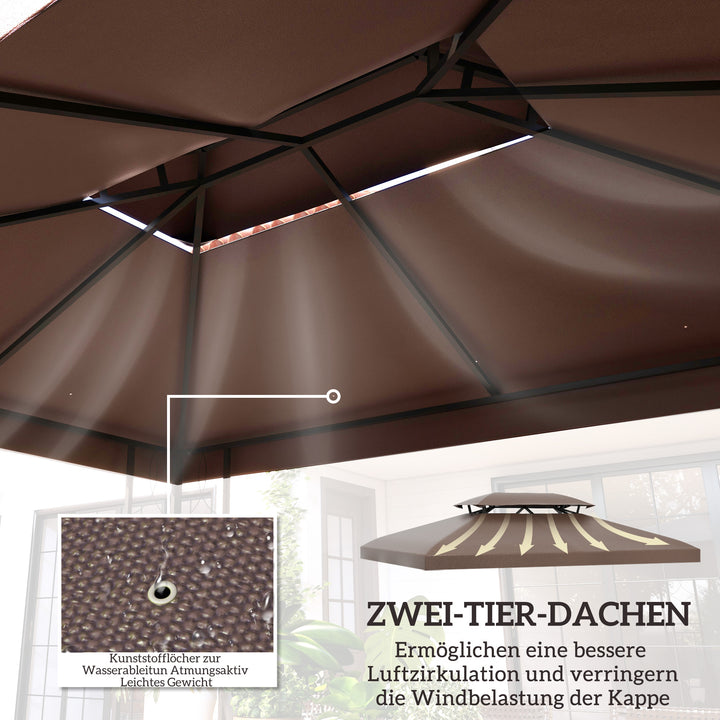 Udskiftningstag til havepavilloner 3x4m polyester kaffe